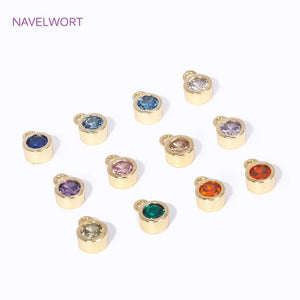 12 Birthstones Charms Pendants Zirconia DIY Necklace Bracelet Making