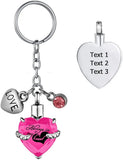12 Birthday stone urn pendant keychain heart-shaped