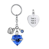 12 Birthday stone urn pendant keychain heart-shaped
