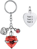 12 Birthday stone urn pendant keychain heart-shaped