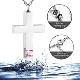 Cross Urn Necklace Birthstone Memorial Necklace Cremation Jewelry