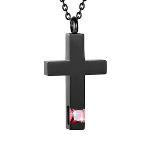 Cross Urn Necklace Birthstone Memorial Necklace Cremation Jewelry