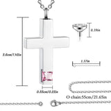 Cross Urn Necklace Birthstone Memorial Necklace Cremation Jewelry