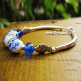 Ethnic Ceramic Crystal Beads Women's Beaded Strand Bracelet Bangle YBR116