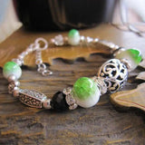 Ethnic Ceramic Crystal Beads Women's Beaded Strand Bracelet Bangle YBR116