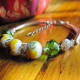 Ethnic Ceramic Crystal Beads Women's Beaded Strand Bracelet Bangle YBR116