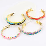 Neon Enamel Geometric Cuff Bracelet 18K Plated Bangle