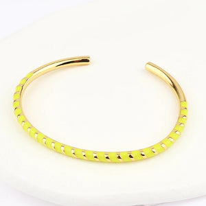 Neon Enamel Geometric Cuff Bracelet 18K Plated Bangle