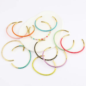 Neon Enamel Geometric Cuff Bracelet 18K Plated Bangle