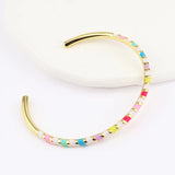 Neon Enamel Geometric Cuff Bracelet 18K Plated Bangle