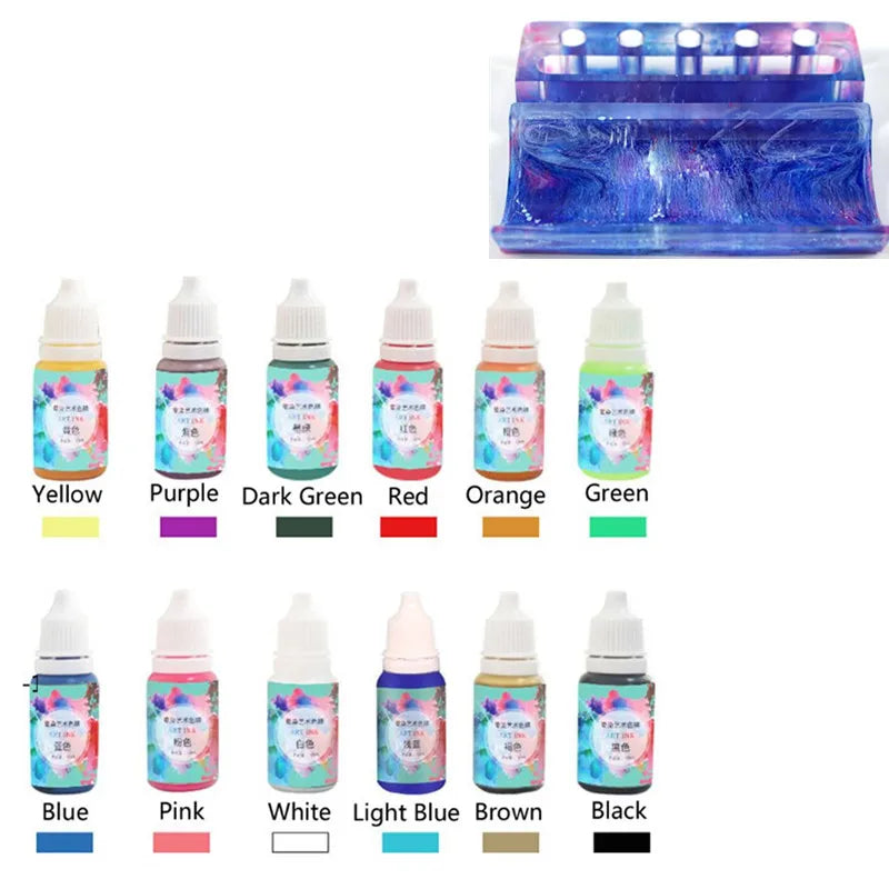 12 Colors Ink Resin Pigment Kit Liquid Colorant Dye Ink UV Epoxy Jewelry Making