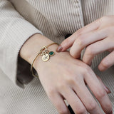 12 Colors Birthstone Stainless Steel Bangle Love Heart Knot Bracelet