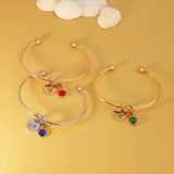 12 Colors Birthstone Stainless Steel Bangle Love Heart Knot Bracelet