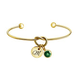 12 Colors Birthstone Stainless Steel Bangle Love Heart Knot Bracelet