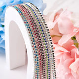 12 Colors 2mm Rhinestone Cup Chain for Jewelry Making DIY, Silver Plated