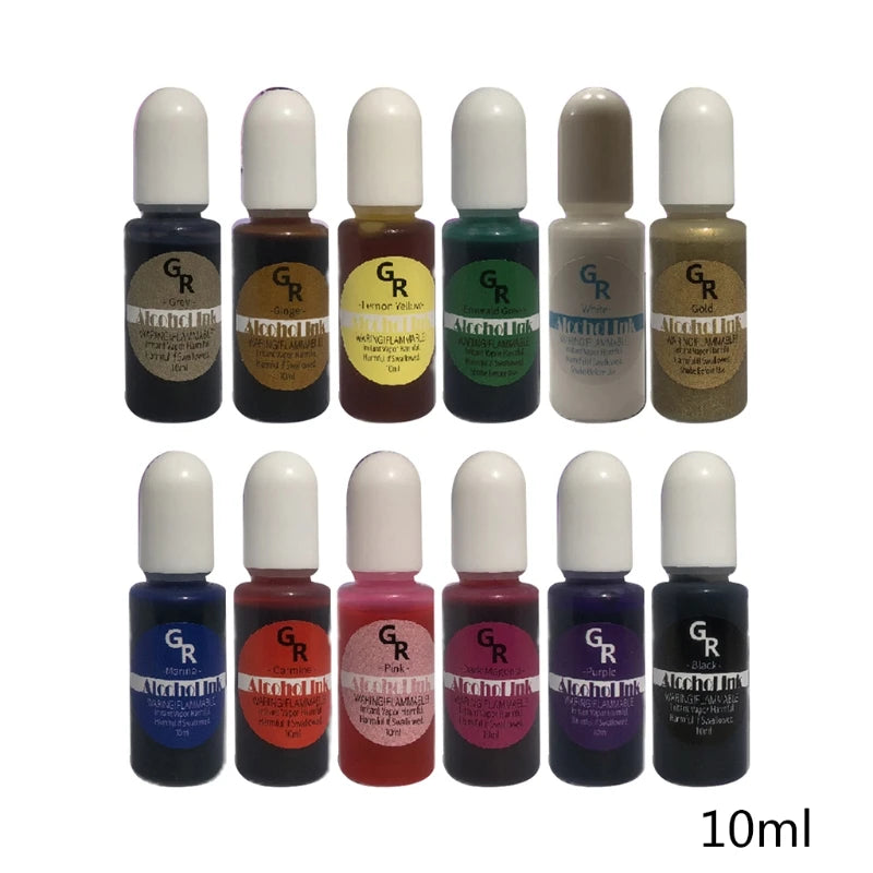 12 Colors Epoxy Resin Diffusion Pigment Alcohol Ink Liquid Colorant Dye
