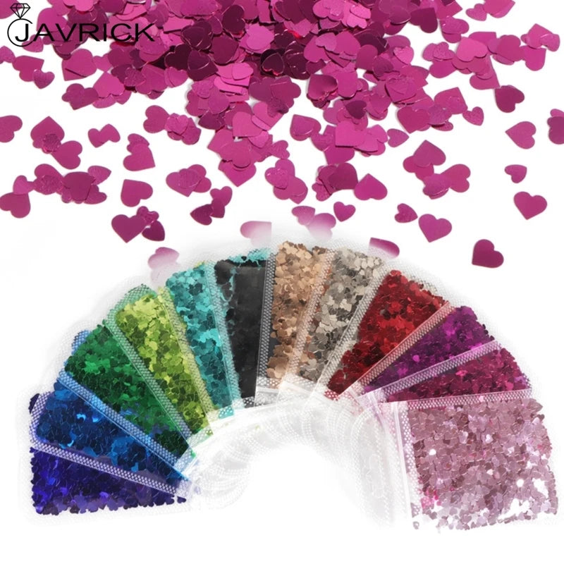 12 Colors Heart Shape Resin Art Glitter Flakes Epoxy Mold