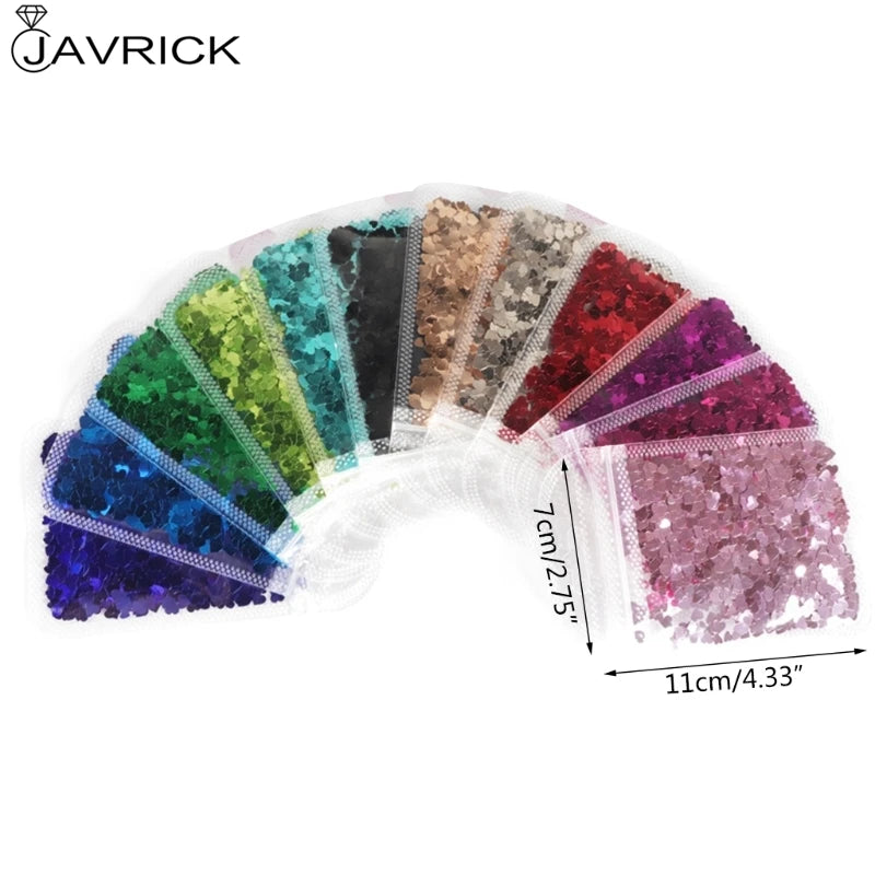 12 Colors Heart Shape Resin Art Glitter Flakes Epoxy Mold