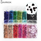 12 Colors Heart Shape Resin Art Glitter Flakes Epoxy Mold