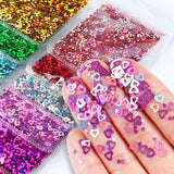 12 Colors Holographic Glitter Resin Filling Love Heart Sequins for Epoxy Silicon