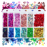 12 Colors Holographic Glitter Resin Filling Love Heart Sequins for Epoxy Silicon