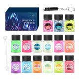 12 Colors Glow Powder & 3 Glow Sheets DIY Pigment