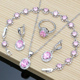 Pink Topaz Set - 925 Silver - Birthstone Jewelry