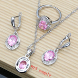 Pink Topaz Set - 925 Silver - Birthstone Jewelry
