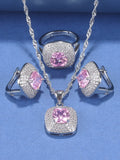 12-Color Wedding Jewelry Set with Bracelet, Earrings, Zirconia Accessories