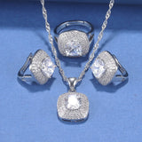 12-Color Wedding Jewelry Set with Bracelet, Earrings, Zirconia Accessories