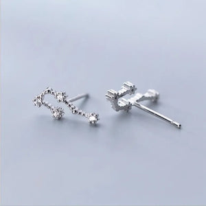 CZ Zodiac Sign Constellation Stud Earrings 925 Sterling Silver Cancer/Leo/Aries