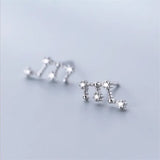 CZ Zodiac Sign Constellation Stud Earrings 925 Sterling Silver Cancer/Leo/Aries
