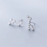 CZ Zodiac Sign Constellation Stud Earrings 925 Sterling Silver Cancer/Leo/Aries
