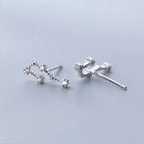 CZ Zodiac Sign Constellation Stud Earrings 925 Sterling Silver Cancer/Leo/Aries