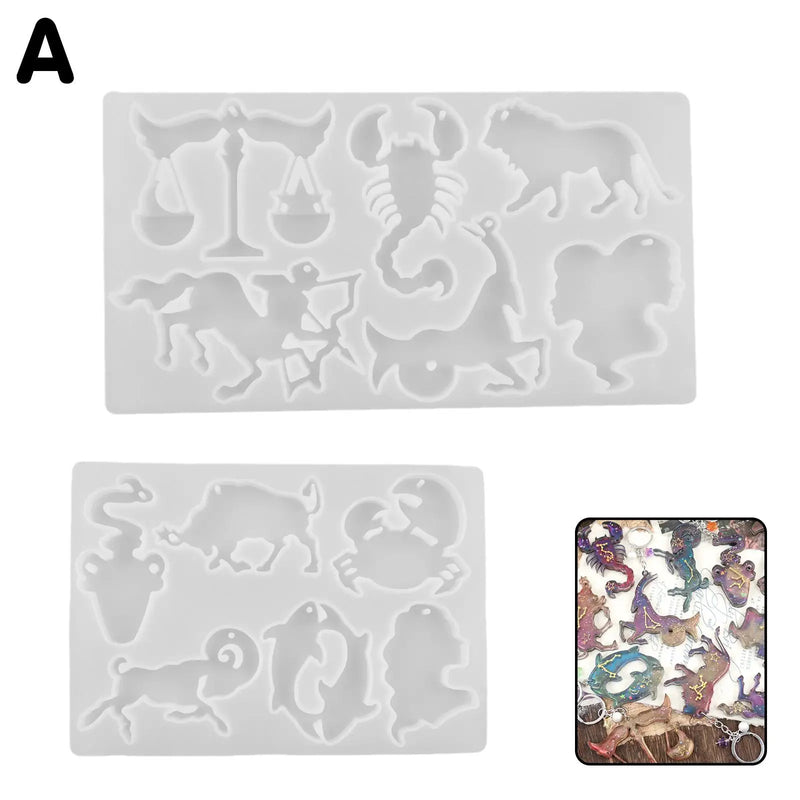 12 Constellation Epoxy Jewelry Casting Molds Horoscopes Silicone Resin Mold