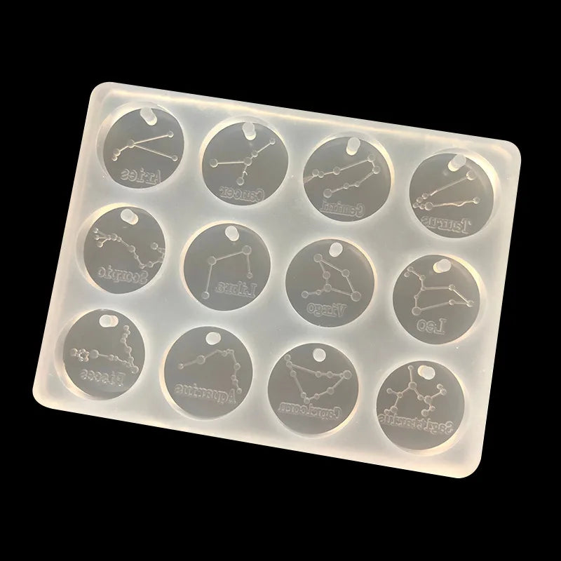 12 Constellation Keychain Silicone Mold for UV Resin, Christmas Halloween