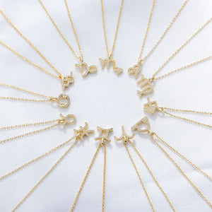 12 Constellation Necklaces Crystal Charm Choker Necklace for Women