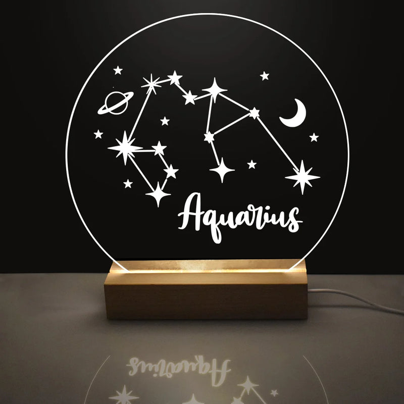 Personalized Constellation Star Track Wood Base Lamp Led Jewelry Gift