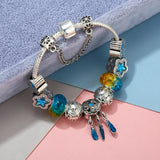 Constellation Style Snake Chain Charm Bracelet with Crystal Beads Pendant