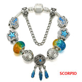 Constellation Style Snake Chain Charm Bracelet with Crystal Beads Pendant