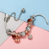 Constellation Style Snake Chain Charm Bracelet with Crystal Beads Pendant