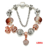 Constellation Style Snake Chain Charm Bracelet with Crystal Beads Pendant