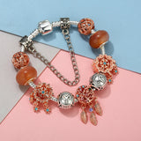 Constellation Style Snake Chain Charm Bracelet with Crystal Beads Pendant