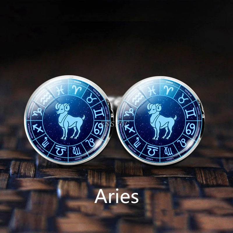 Zodiac Wedding Cufflinks Set, Alloy Suit Buttons, Constellation Men's
