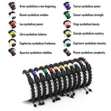 Zodiac Sign Birthday Bracelet 8mm Chakra Stone Beads Budhha Braided Bracelet