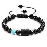 Zodiac Sign Birthday Bracelet 8mm Chakra Stone Beads Budhha Braided Bracelet