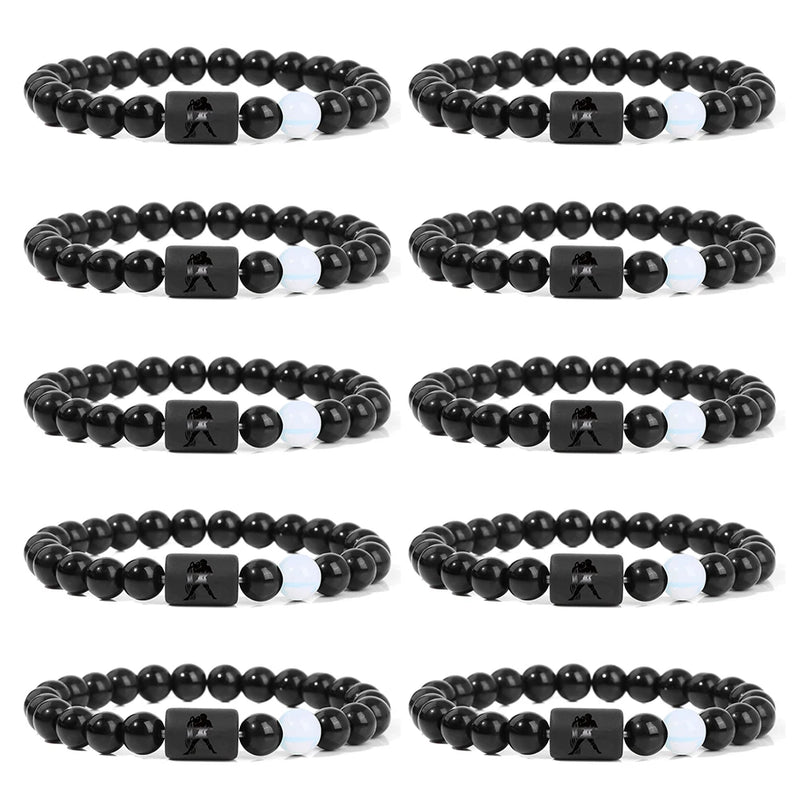 Zodiac Signs Beads Couple Bracelets Natural Stone Charm Bracelets