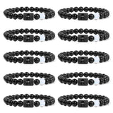 Zodiac Signs Beads Couple Bracelets Natural Stone Charm Bracelets