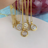 12 Zodiac Sea Shell Carved Pendant Necklace