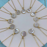 12 Zodiac Sea Shell Carved Pendant Necklace